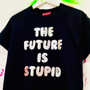 The Future Is Stupid T-Shirt - Metallic Silver