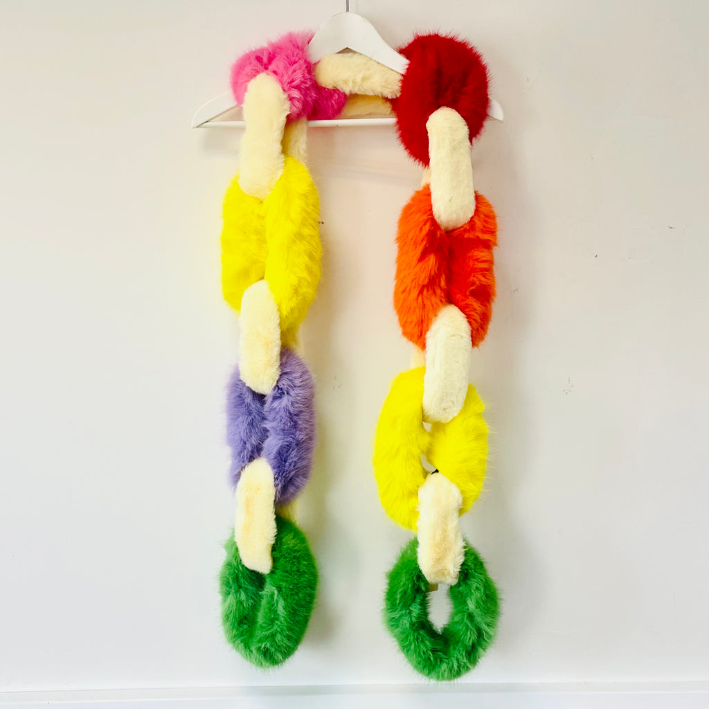 Rainbow Chain Faux Fur Scarf