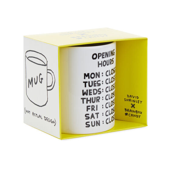 CLOSED Mug by David Shrigley