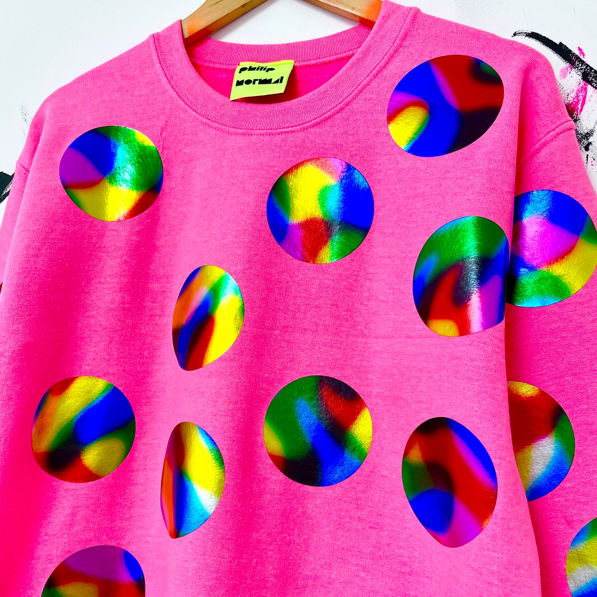 Neon Pink Rainbow Circles Sweatshirt