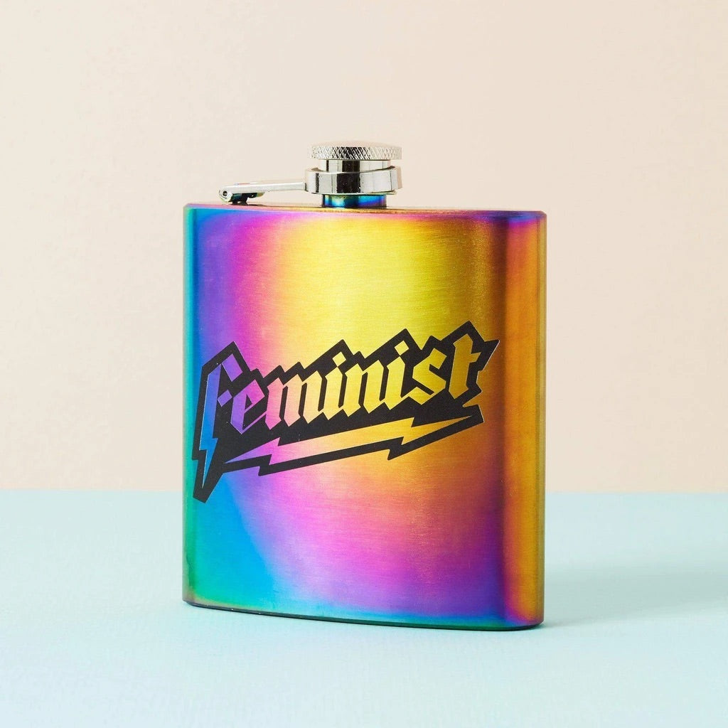 SALE - Feminist Iridescent Hip Flask