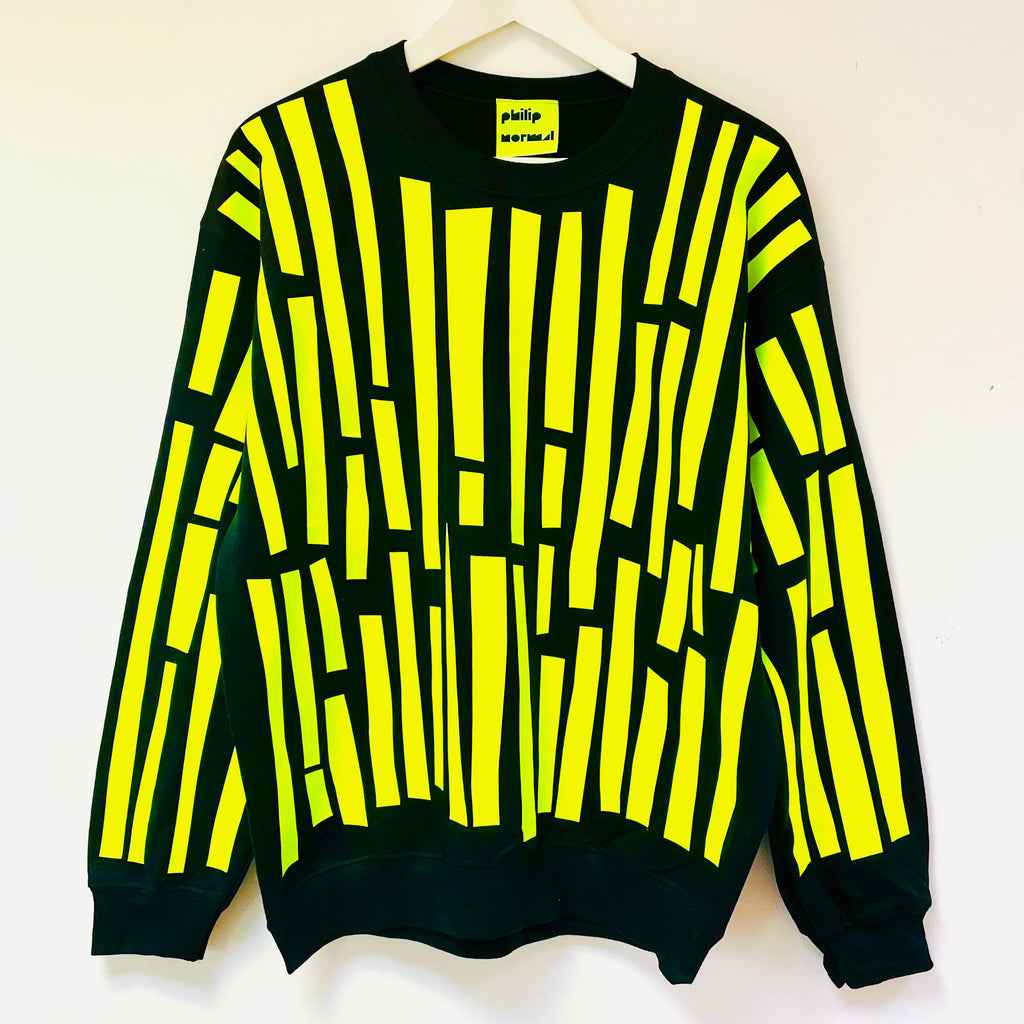 Neon Yellow Off-cuts Sweatshirt - Black