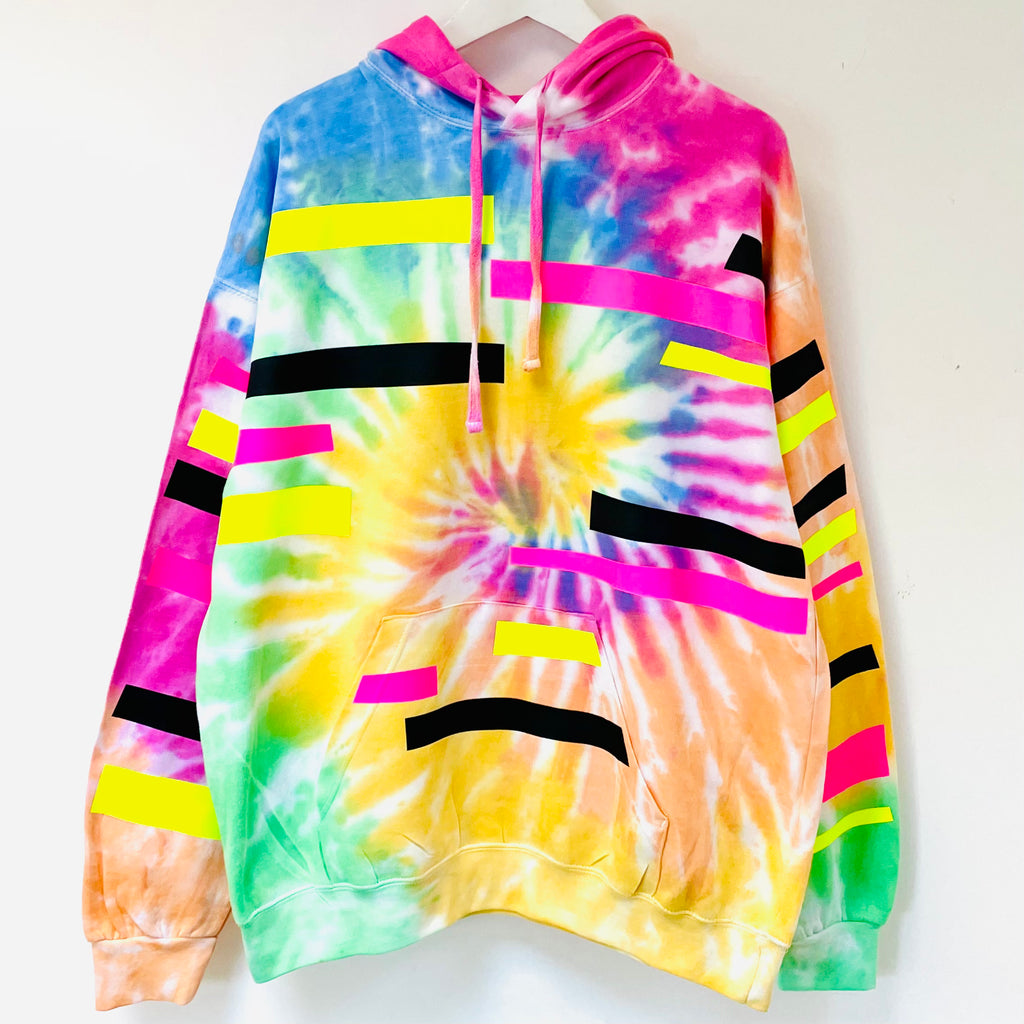 Stripe Tie Dye Hooded Sweatshirt